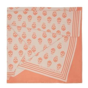 Alexander McQueen Pink & Orange Silk Biker Crashed Scarf.